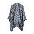 Women V Cut Reversible Knitted Large Pashmina Poncho Capes Wrap Shawl